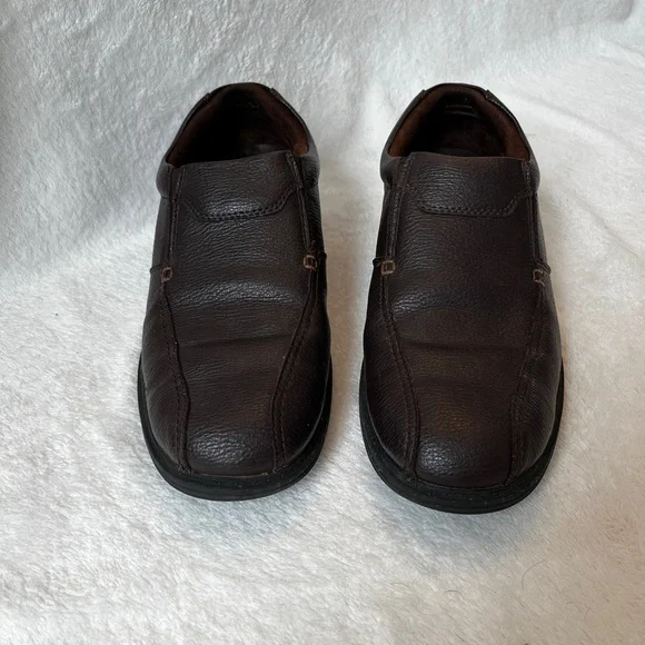 Clarks Brown Leather Slip On Shoes Men’s 11 Comfort Casual Loafers - Picture 2 of 11